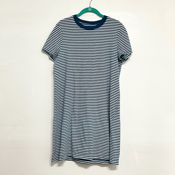 Time and Tru Dresses & Skirts - TIME AND TRU Women Striped TSHIRT Dress 100% Cotton Short Sleeve Teal Large